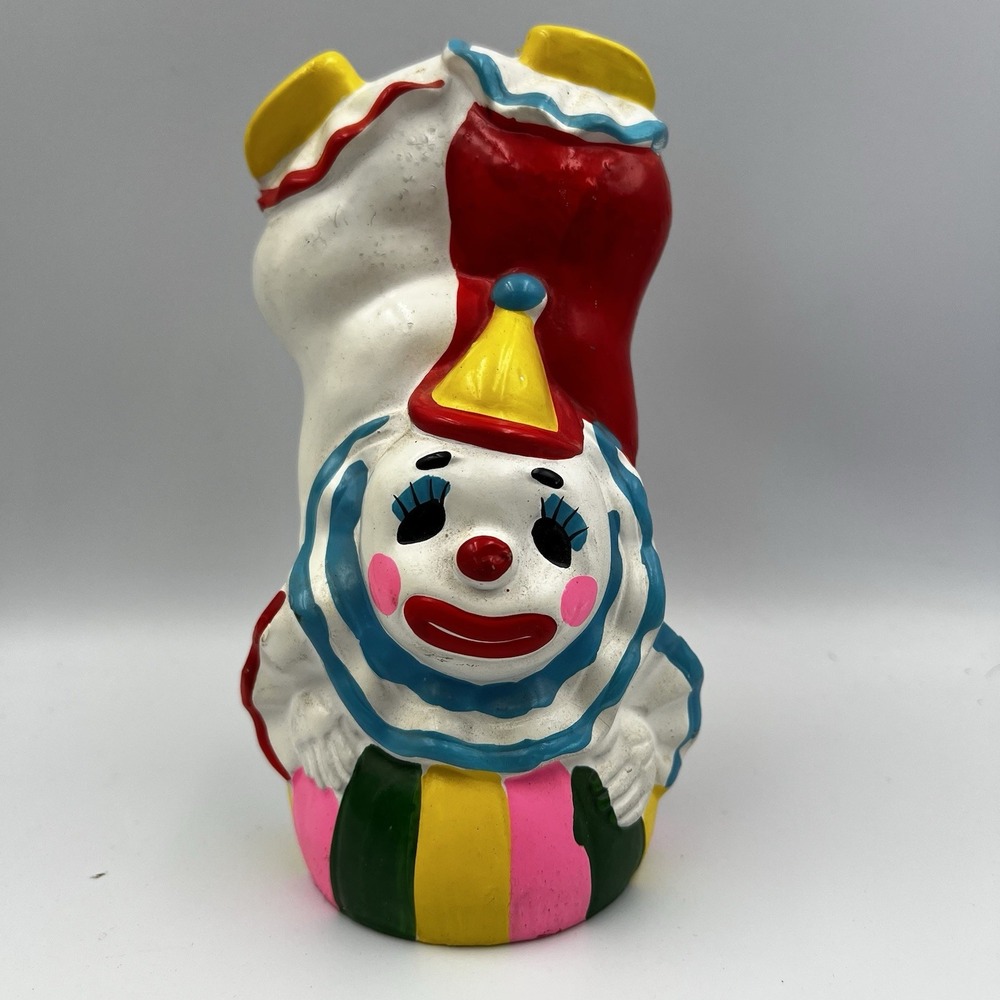 Vintage Upside Down Clown On Ball Bank Stopper Norleans Japan Circus Paper Mache
